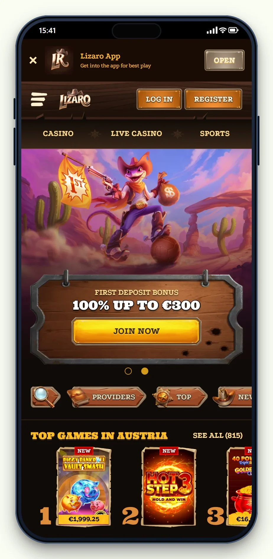 die mobile Seite von Lizaro im Vergleich casino mit handyrechnung bezahlen österreich