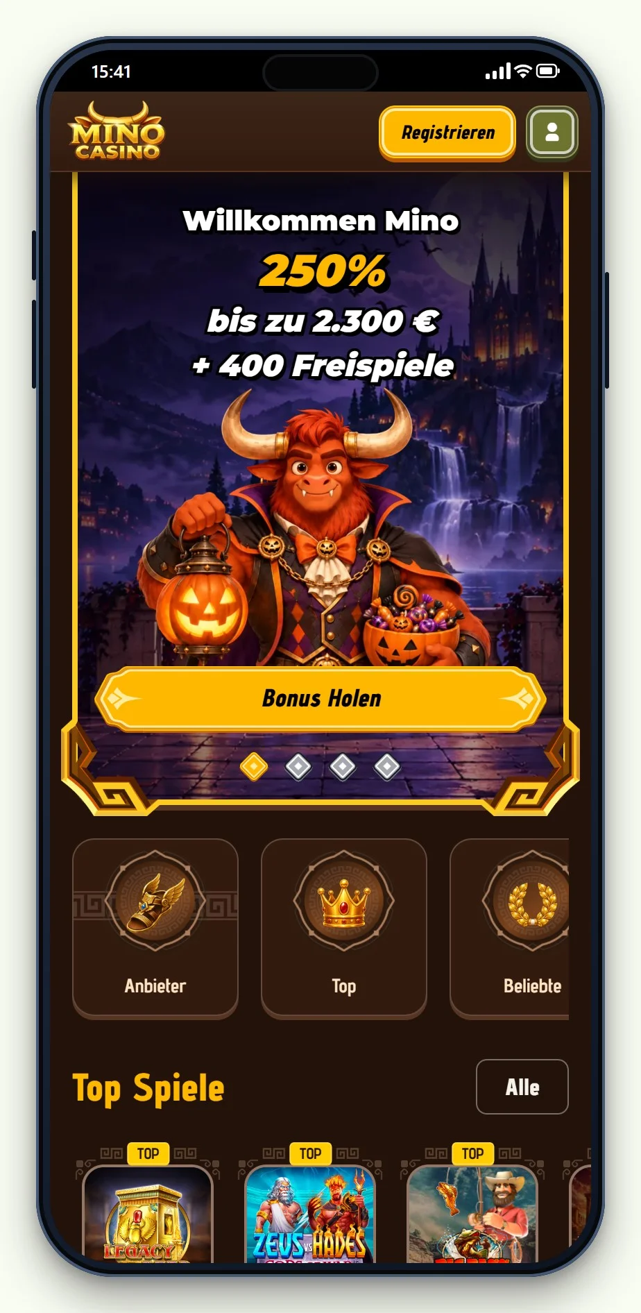 die mobile Seite von Mino im Vergleich online casino mit handyrechnung bezahlen österreich
