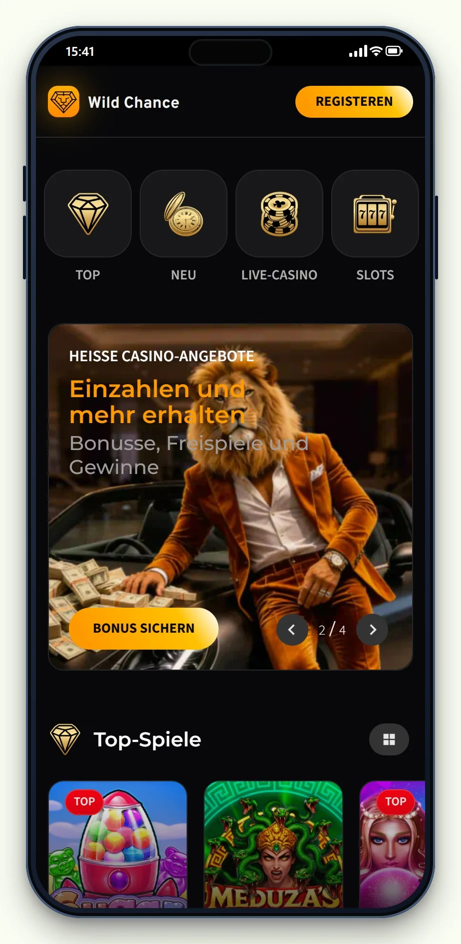 Wild Chance auf dem Smartphone aus unserem Vergleich pay by phone bill casino
