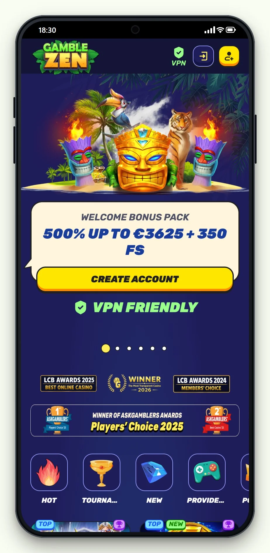 casino boku payment: GambleZen mobile lobby