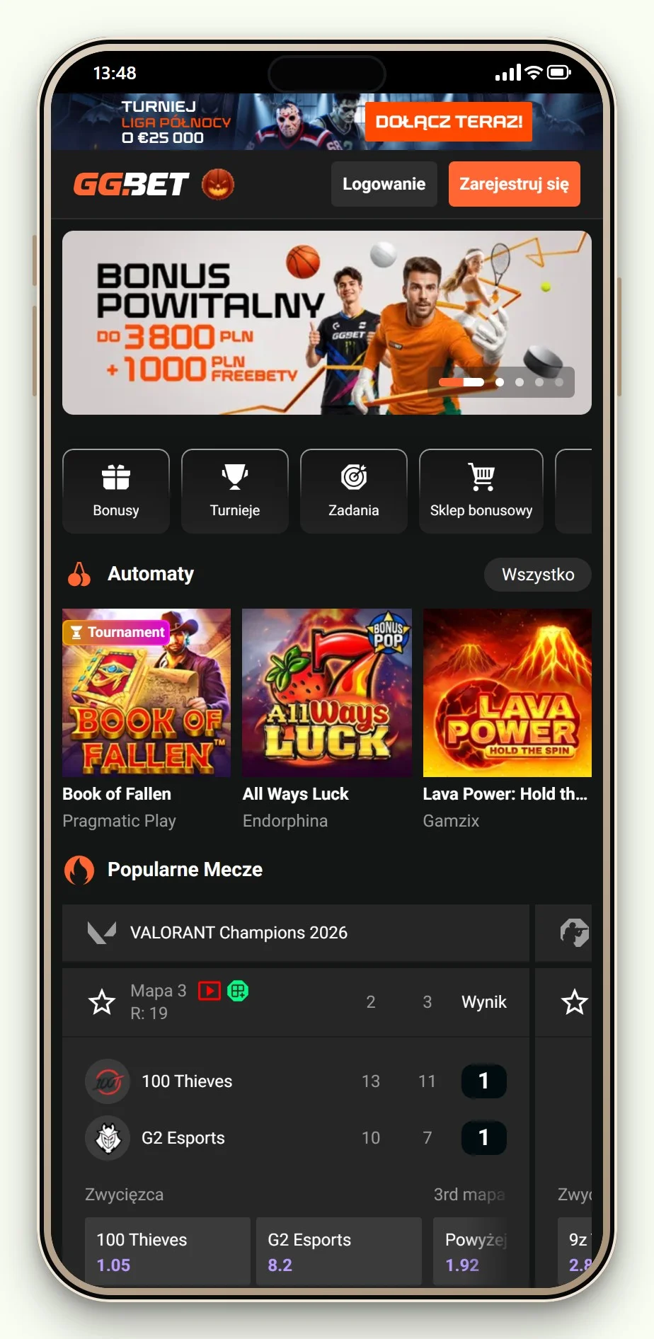 mobilna strona GG Bet z porównania „sms casino”