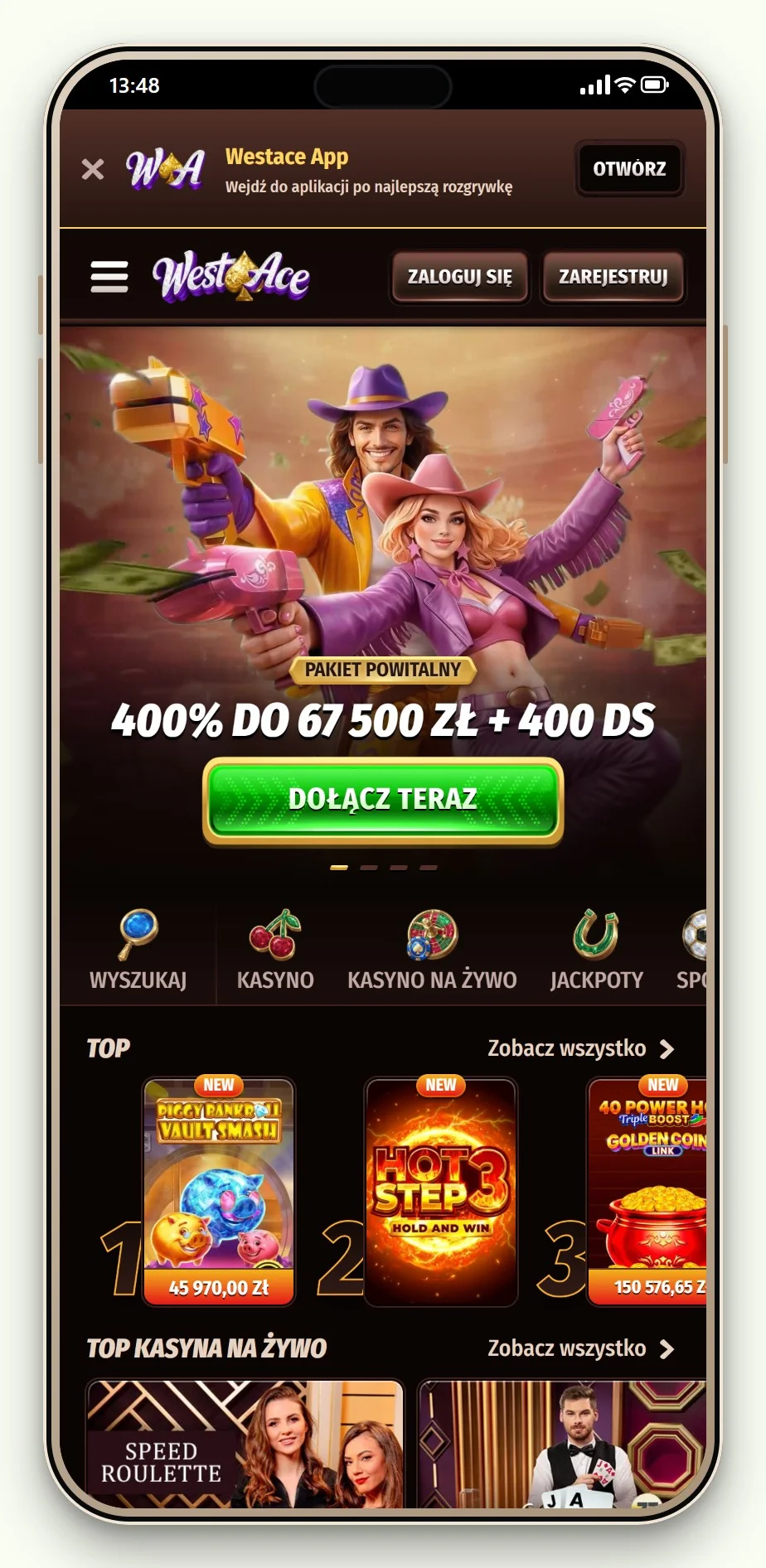 mobilne lobby WestAce w przewodniku „online casino sms deposit”