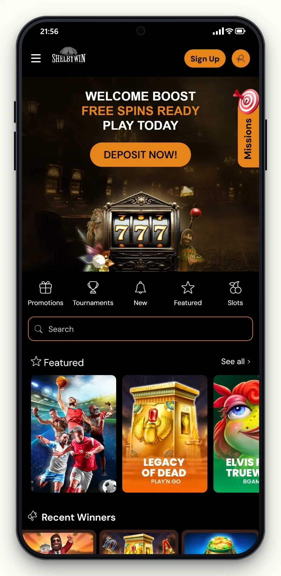pay by boku casino: ShelbyWin mobile lobby