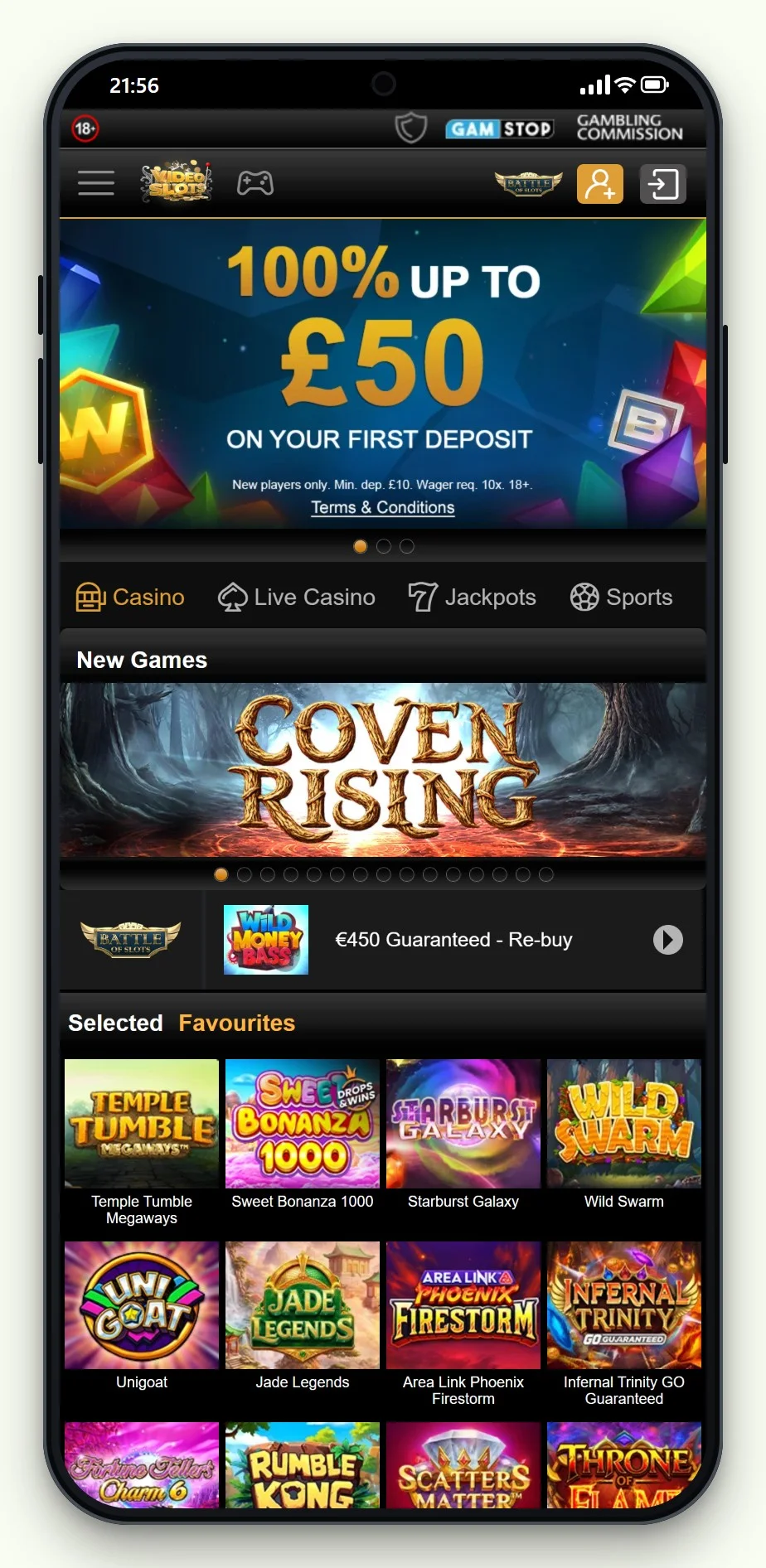 boku deposit casino: Videoslots mobile lobby