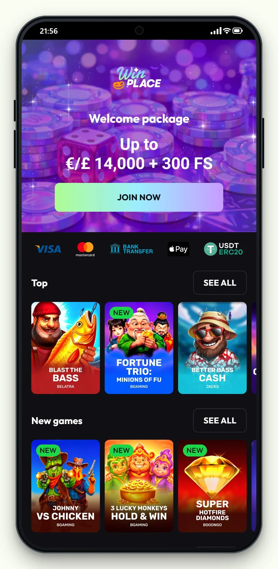 WinPlace on a phone, one of the pay by mobile casino not boku on this page